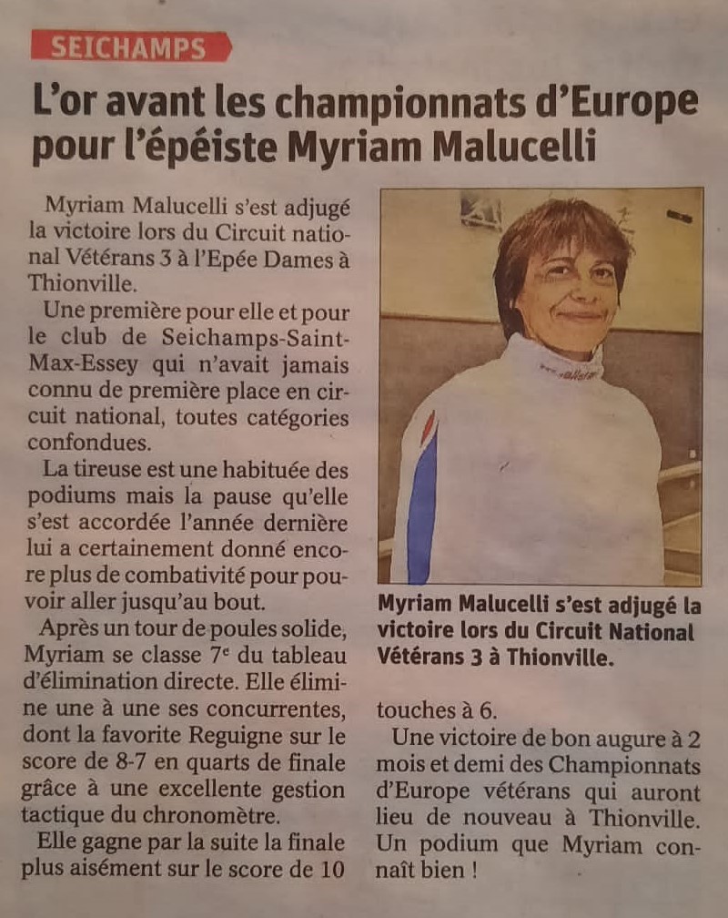 Myriam continue sur sa lancée en remportant le Circuit Régional n°2 à Colmar ce samedi 4 février.